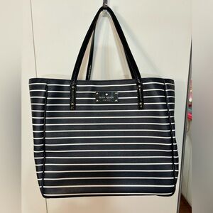 Kate Spade Navy White Stripped  Tote Purse Bag Excellent Condition